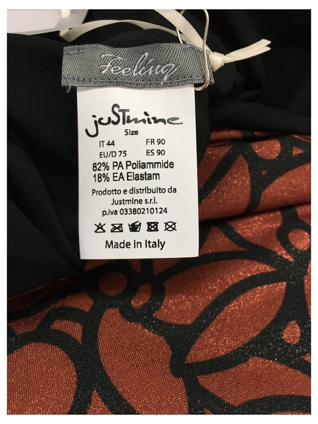 FEELING by JUSTMINE bikini donna push-up rust/black B28296000 LIBERTY SHINY MADE IN ITALY