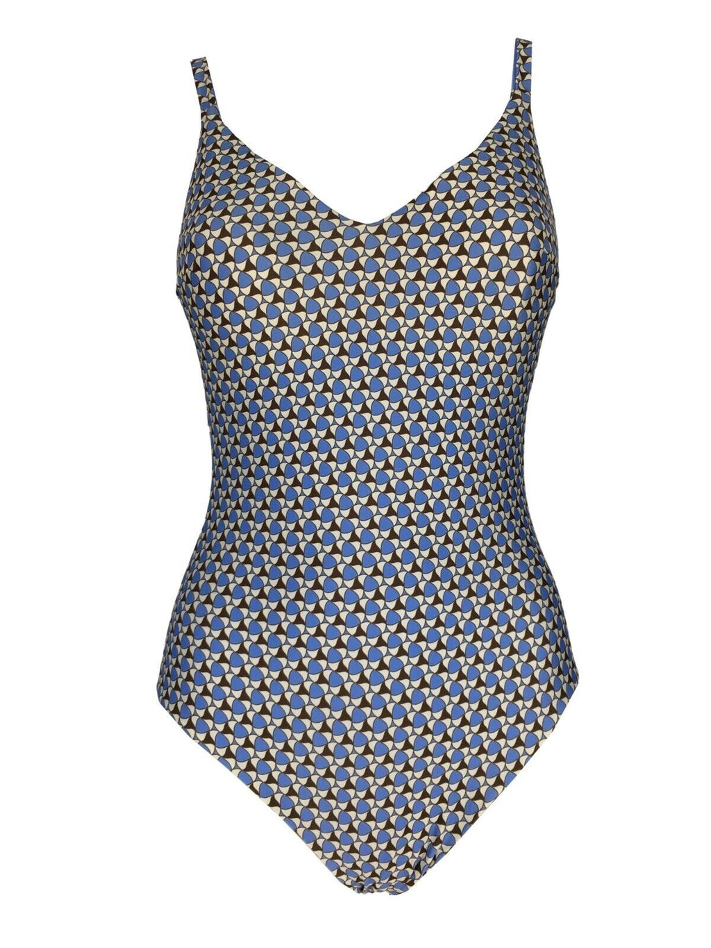 FEELING by JUSTMINE costume intero donna sky/brown art A784C6010 GEOFLOWER MADE IN ITALY