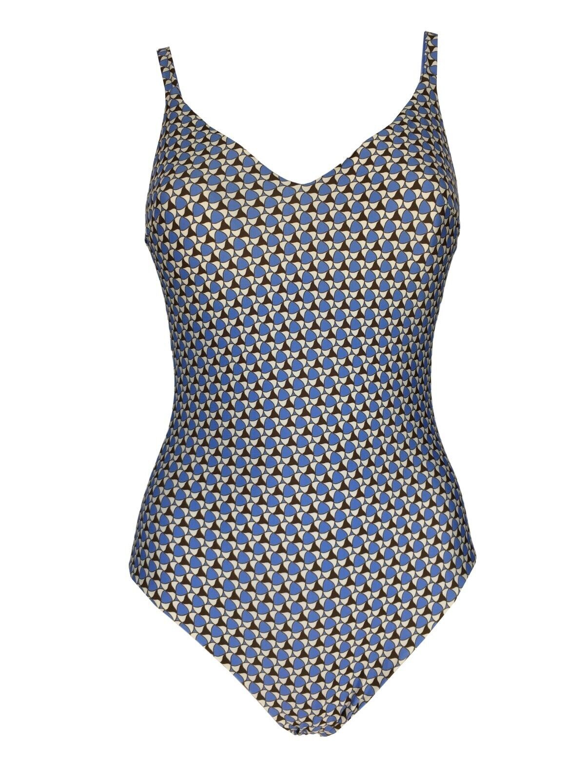 FEELING by JUSTMINE costume intero donna sky/brown art A784C6010 GEOFLOWER MADE IN ITALY