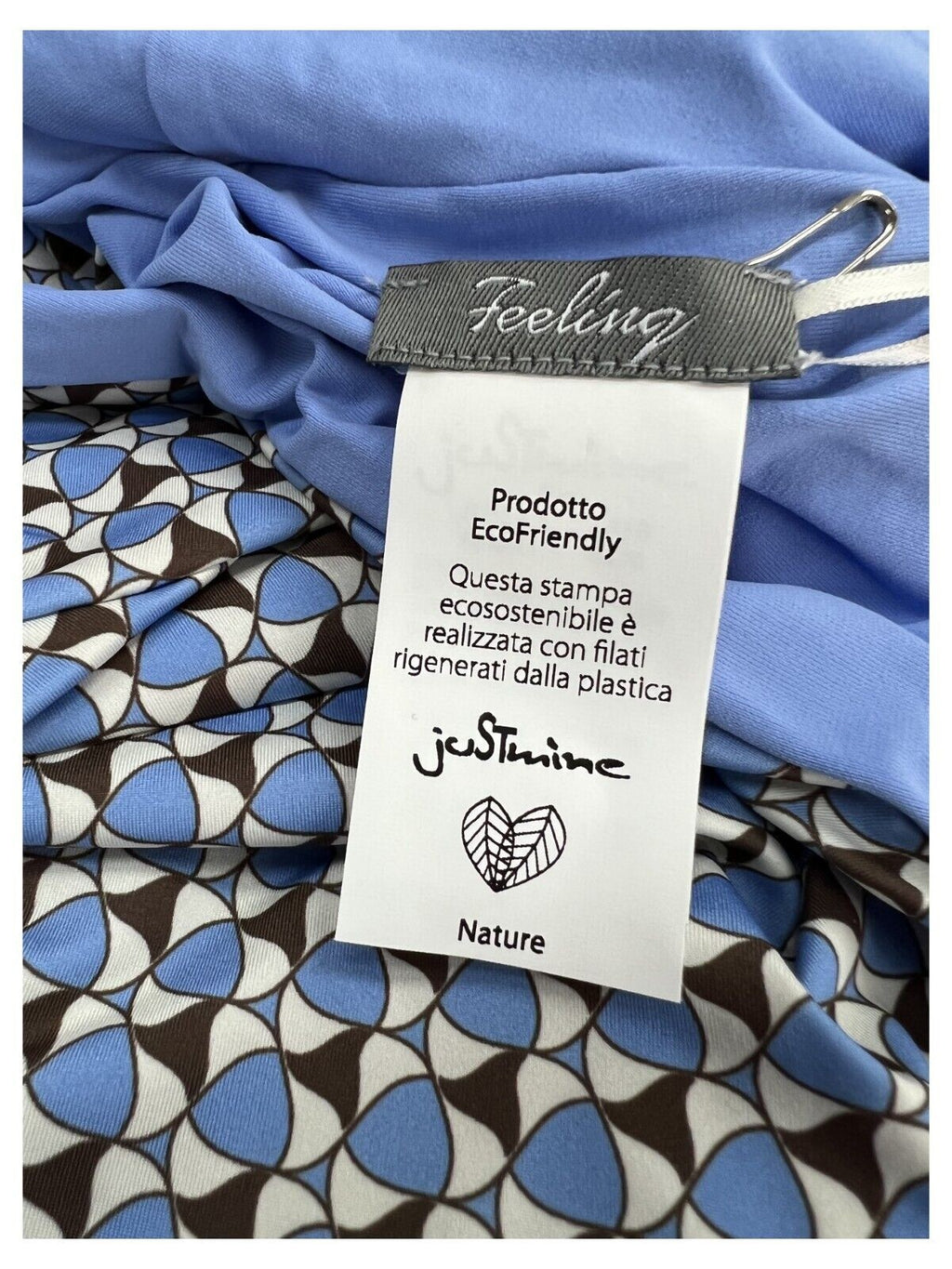FEELING by JUSTMINE costume intero donna sky/brown art A784C6010 GEOFLOWER MADE IN ITALY