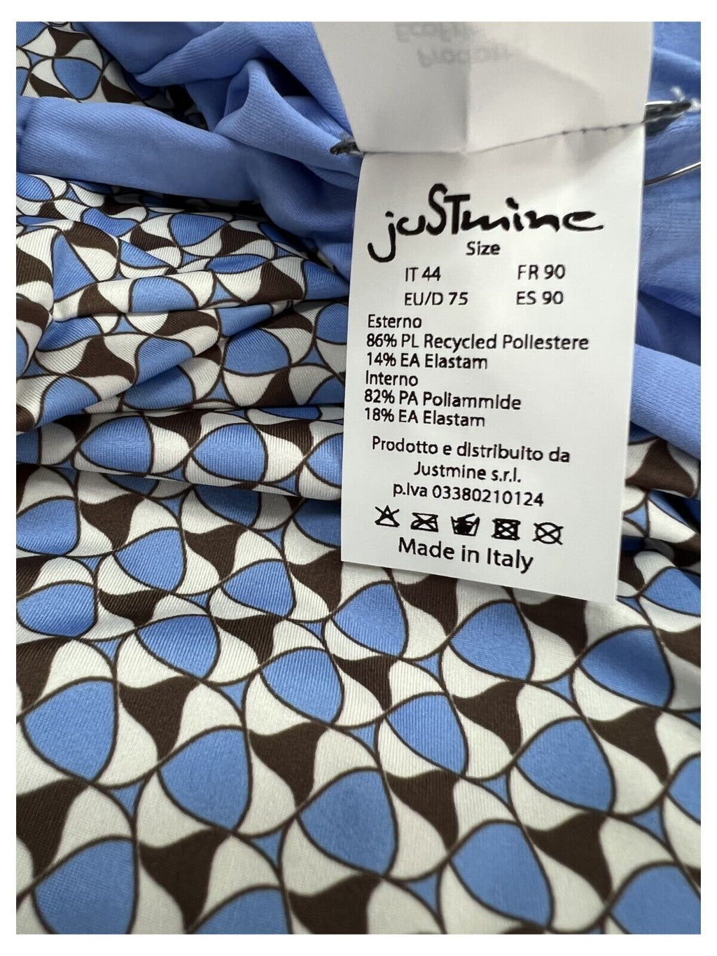 FEELING by JUSTMINE costume intero donna sky/brown art A784C6010 GEOFLOWER MADE IN ITALY