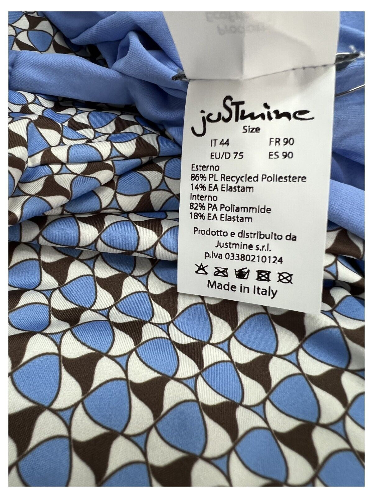 FEELING by JUSTMINE costume intero donna sky/brown art A784C6010 GEOFLOWER MADE IN ITALY