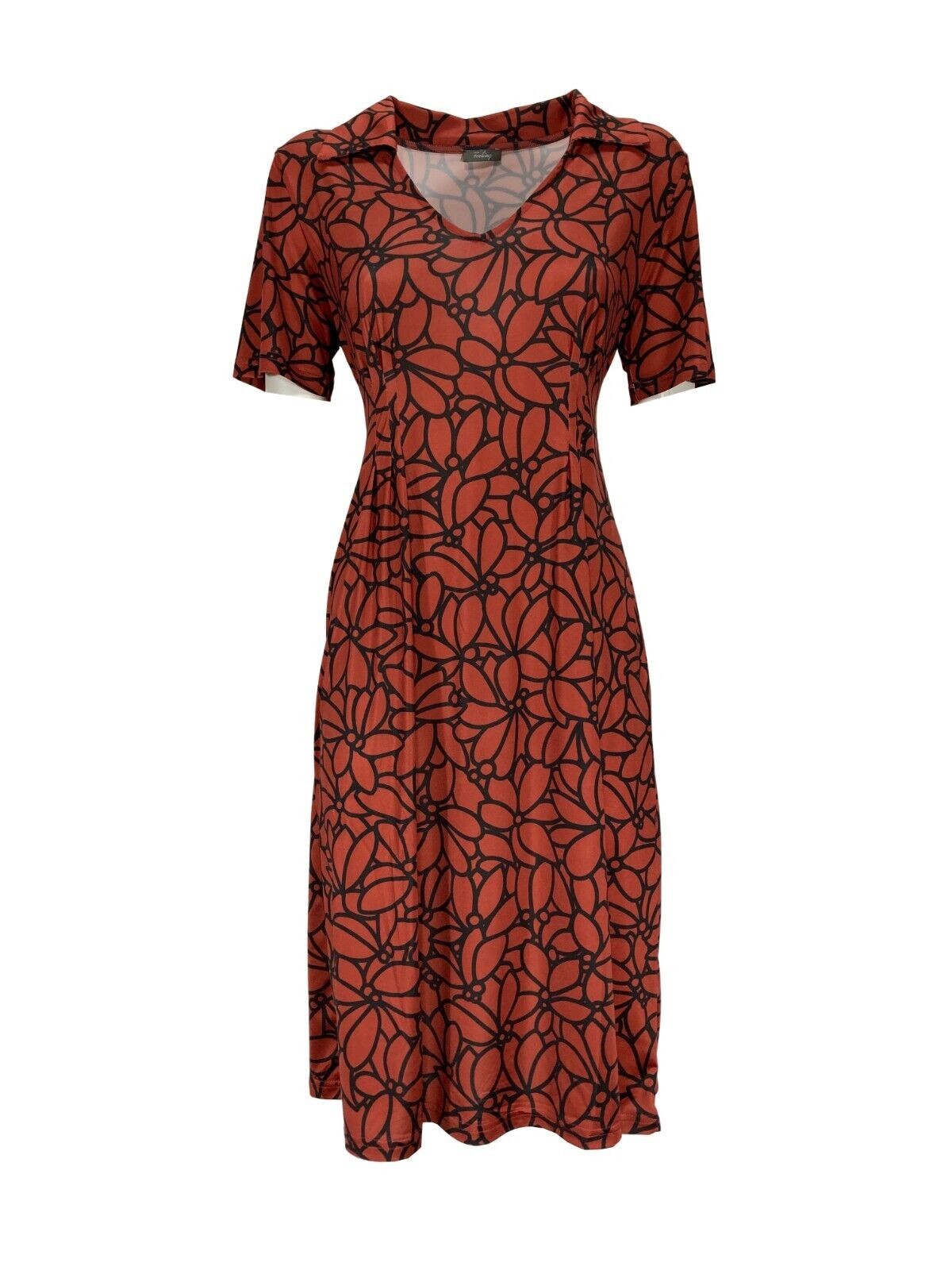 FEELING by JUSTMINE abito donna svasato rust/black art E27346000 LIBERTY  MADE IN ITALY