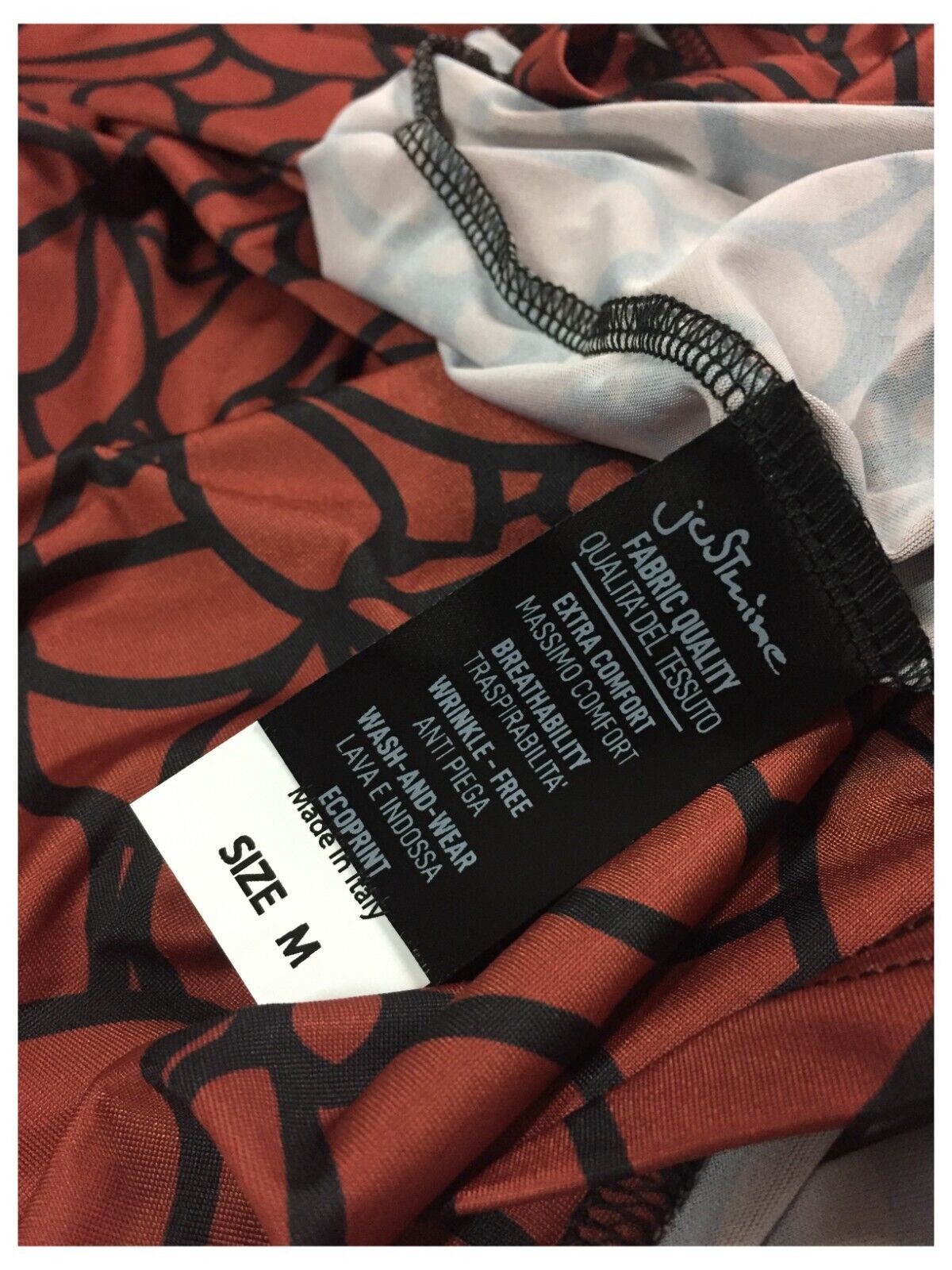 FEELING by JUSTMINE abito donna svasato rust/black art E27346000 LIBERTY  MADE IN ITALY