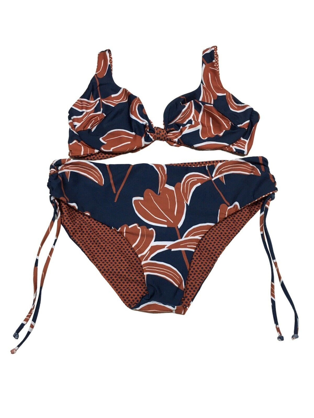 FEELING by JUSTMINE bikini donna double-face coccio/navy art R512C681 TULIPES MADE IN ITALY