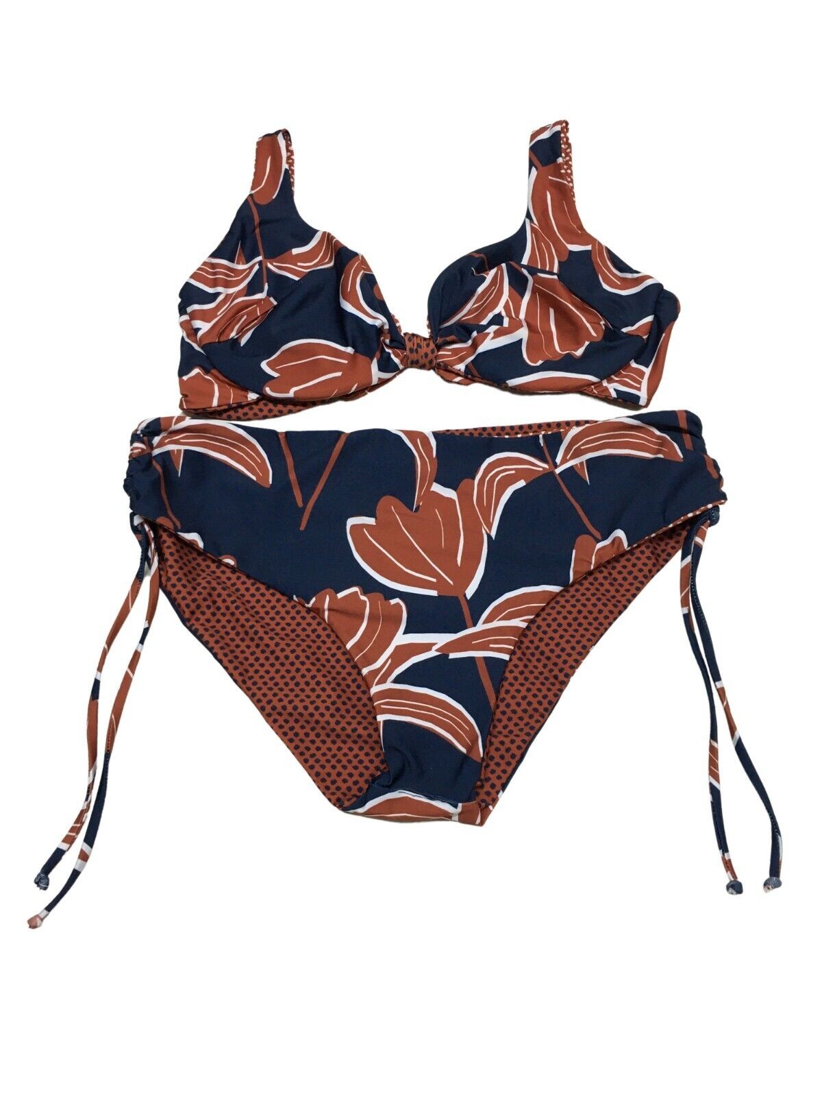 FEELING by JUSTMINE bikini donna double-face coccio/navy art R512C681 TULIPES MADE IN ITALY