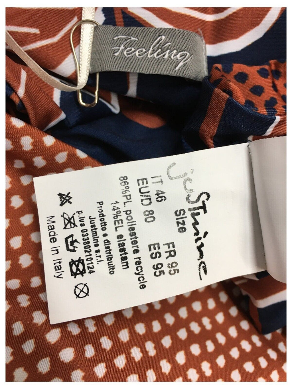 FEELING by JUSTMINE bikini donna double-face coccio/navy art R512C681 TULIPES MADE IN ITALY