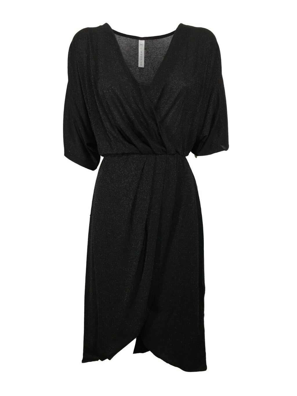 BE LIMOUSINE abito donna incrociato davanti jersey nero lurex art LEONE LV306LU MADE IN ITALY