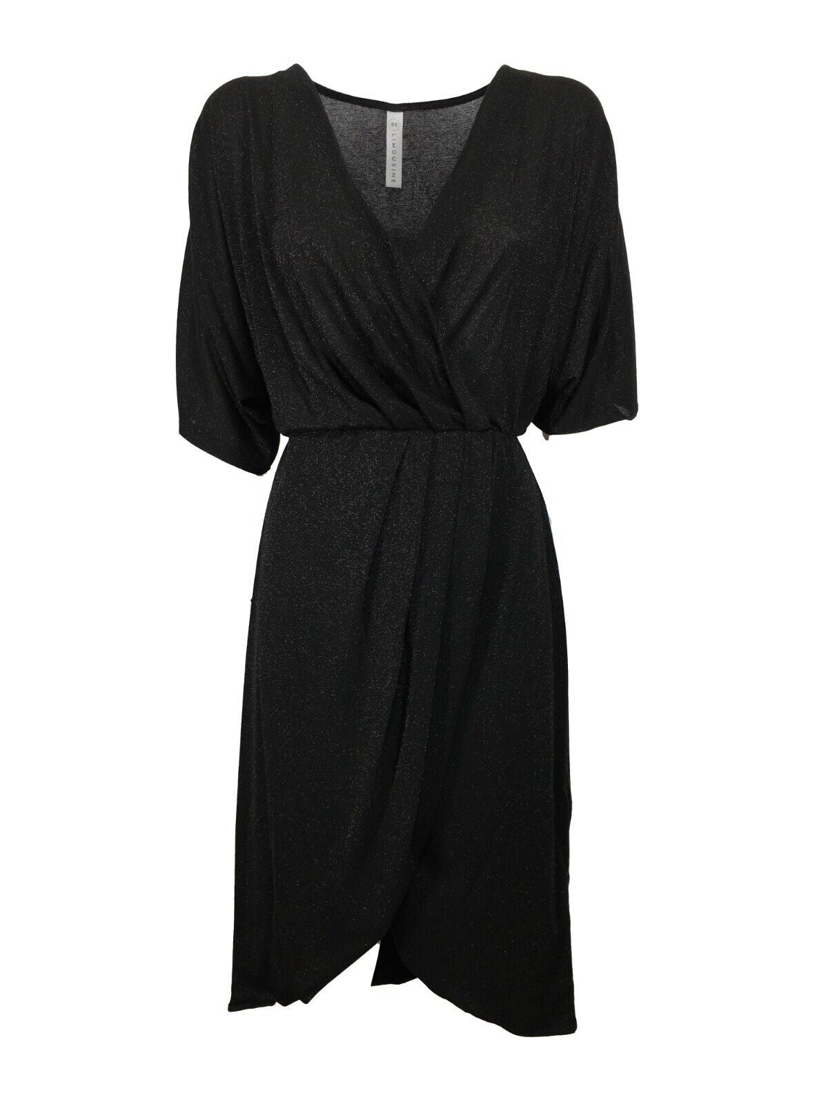 BE LIMOUSINE abito donna incrociato davanti jersey nero lurex art LEONE LV306LU MADE IN ITALY