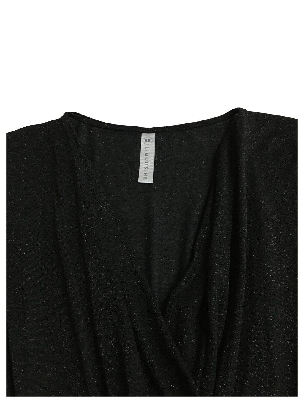 BE LIMOUSINE abito donna incrociato davanti jersey nero lurex art LEONE LV306LU MADE IN ITALY