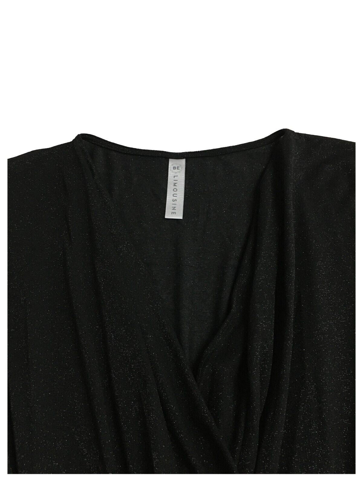 BE LIMOUSINE abito donna incrociato davanti jersey nero lurex art LEONE LV306LU MADE IN ITALY