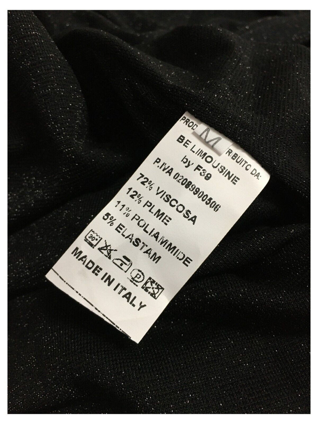 BE LIMOUSINE abito donna incrociato davanti jersey nero lurex art LEONE LV306LU MADE IN ITALY