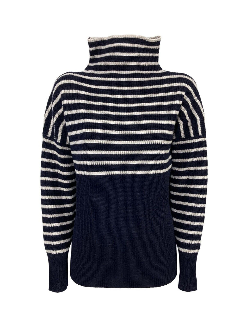 ANNA SERAVALLI maglia donna blu righe panna art S1080 100% lana merinos LANA GATTO MADE IN ITALY