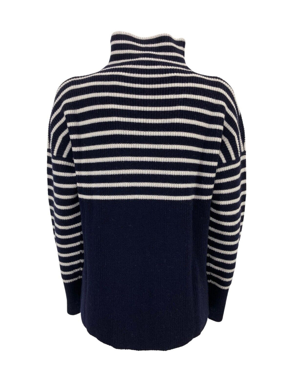 ANNA SERAVALLI maglia donna blu righe panna art S1080 100% lana merinos LANA GATTO MADE IN ITALY