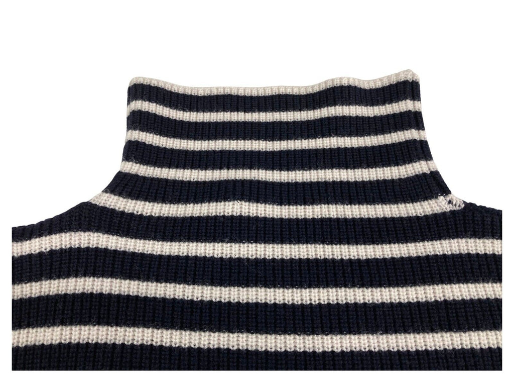 ANNA SERAVALLI maglia donna blu righe panna art S1080 100% lana merinos LANA GATTO MADE IN ITALY