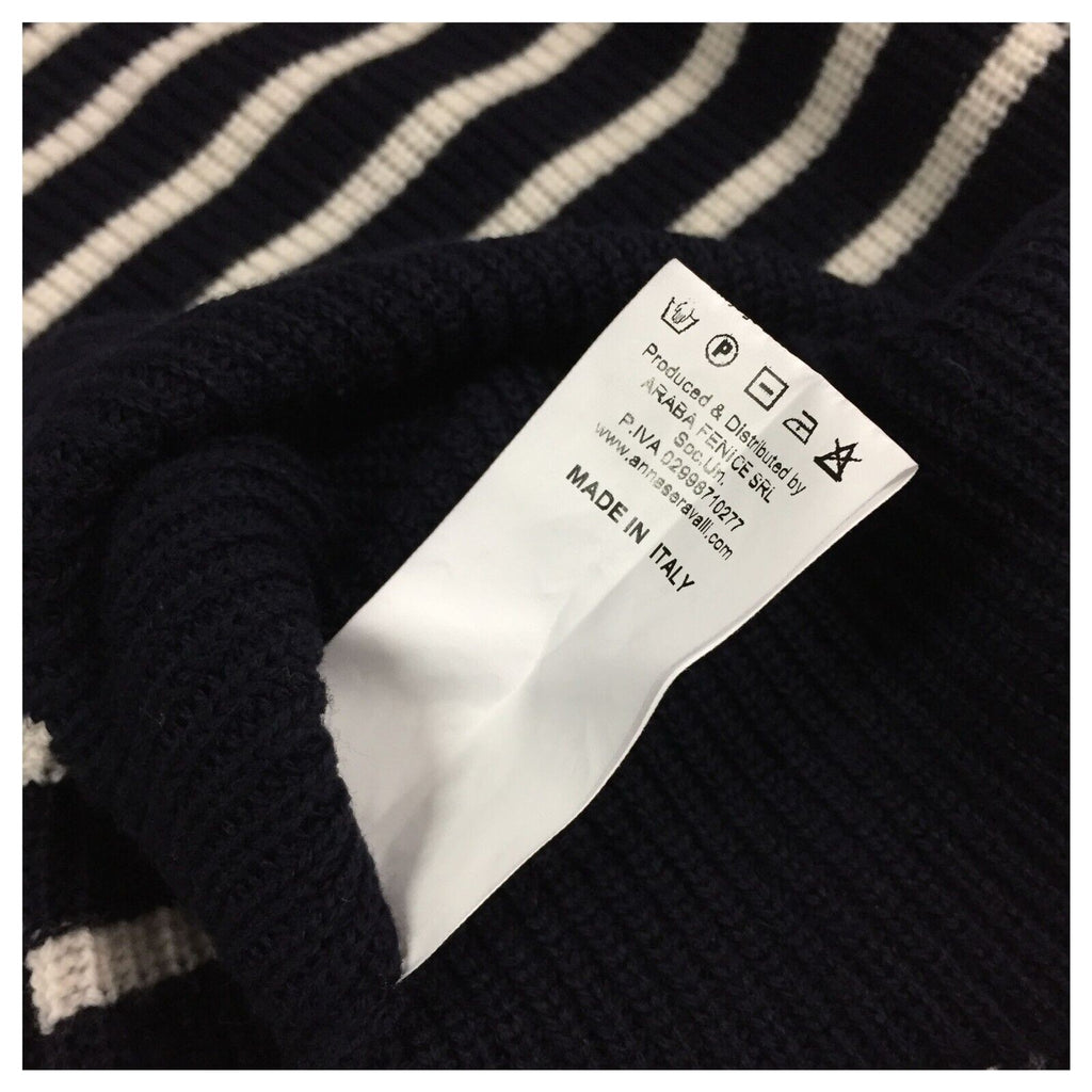 ANNA SERAVALLI maglia donna blu righe panna art S1080 100% lana merinos LANA GATTO MADE IN ITALY