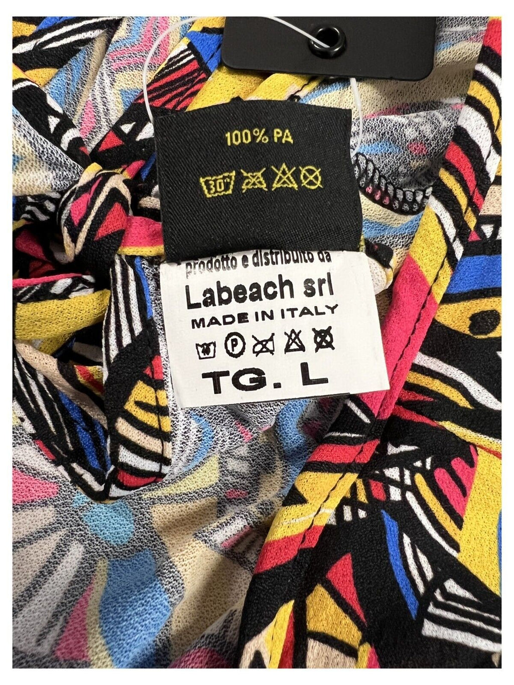 BEACH BRASIL copricostume fantasia nero/giallo/corallo art 144 7993 MADE IN ITALY