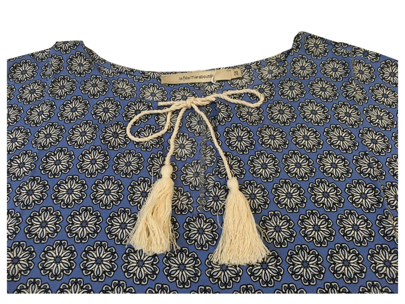 LA FEE MARABOUTEE abito donna fantasia celeste FD-RO-LEMIA 100% viscosa MADE IN ITALY