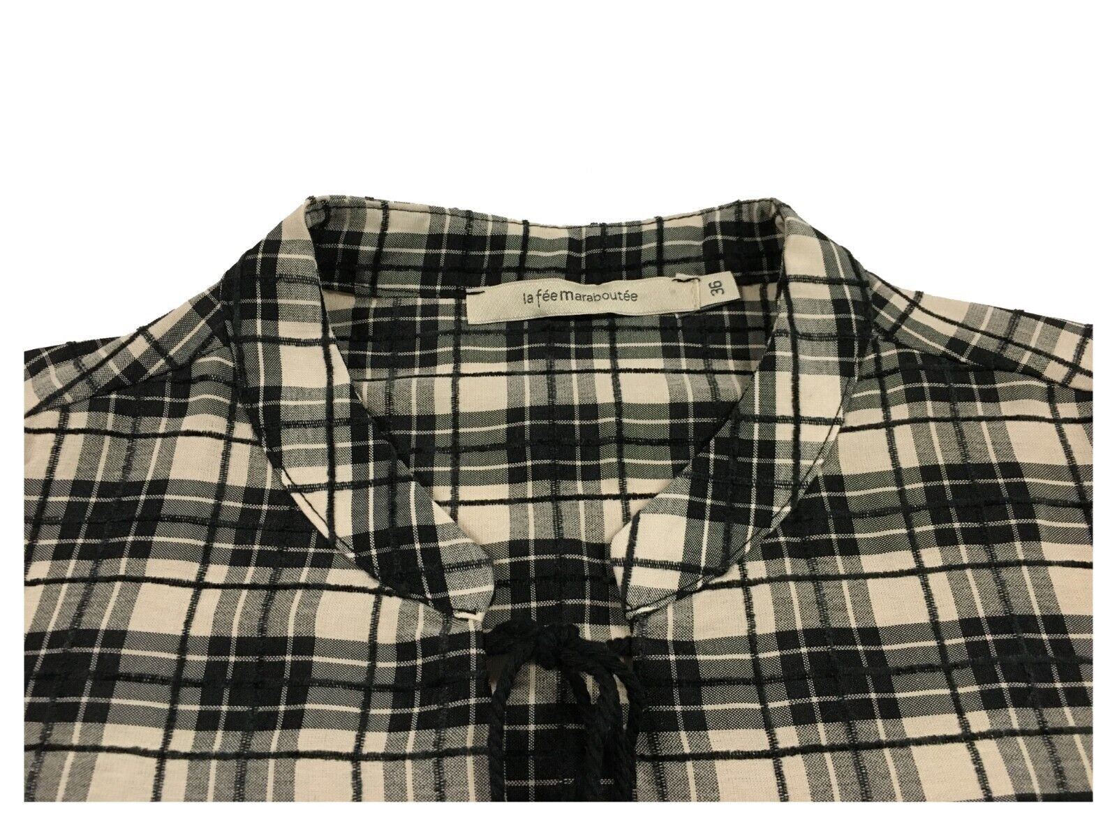 LA FEE MARABOUTEE blusa donna quadri ecru/nero FE-TO-ROTA -W  MADE IN ITALY