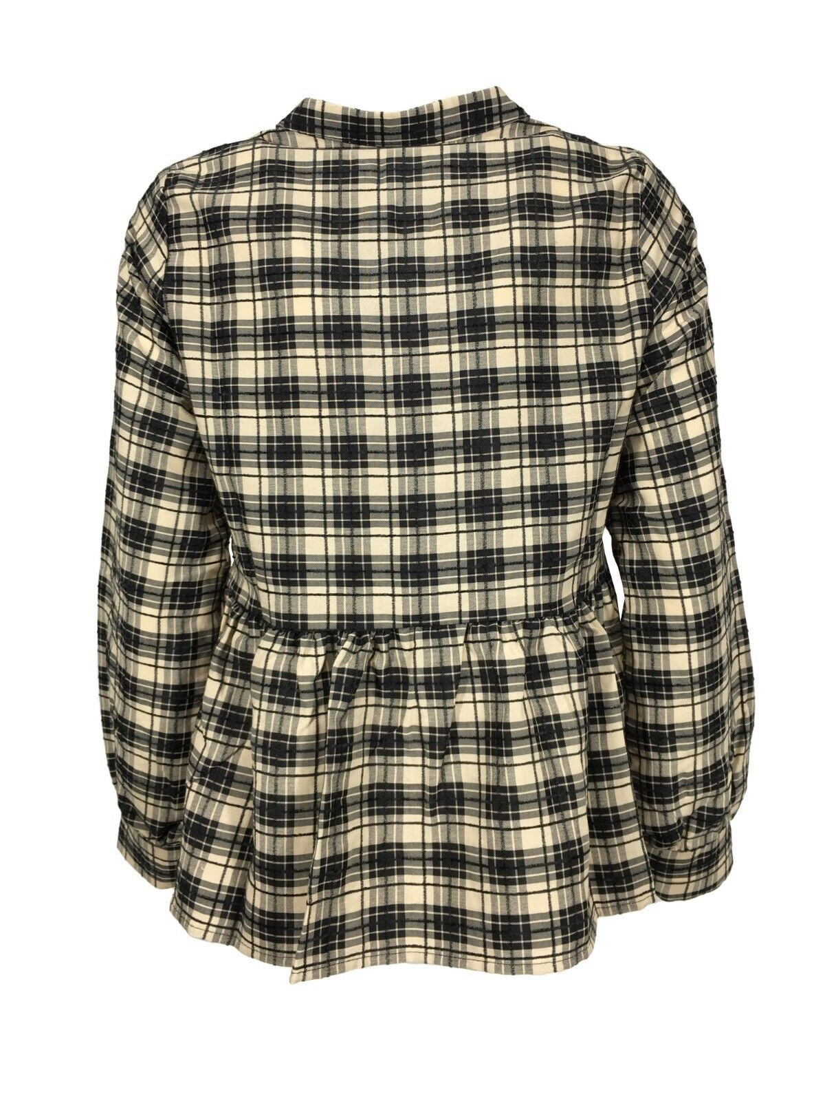 LA FEE MARABOUTEE blusa donna quadri ecru/nero FE-TO-ROTA -W  MADE IN ITALY