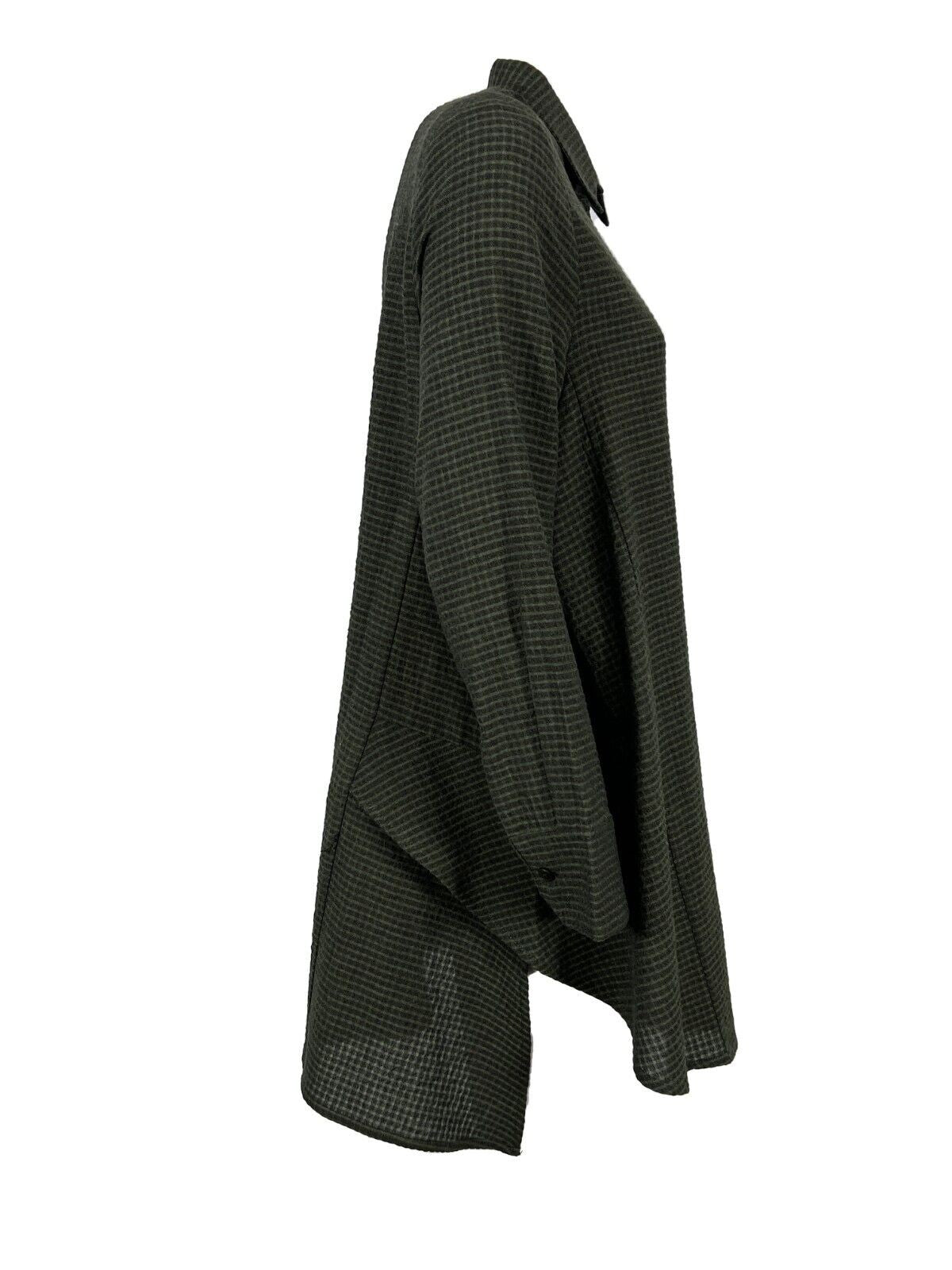 HUMILITY 1949 maxi camicia donna asimmetrica quadri grigio/verde HE-CH-SOMIA MADE IN ITALY