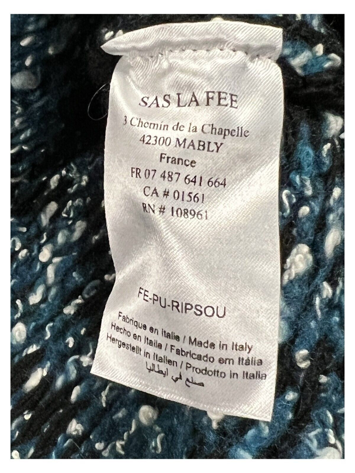 LA FEE MARABOUTEE maglia donna nera intarsi ottanio/panna FE-PU-RIPSOU MADE IN ITALY