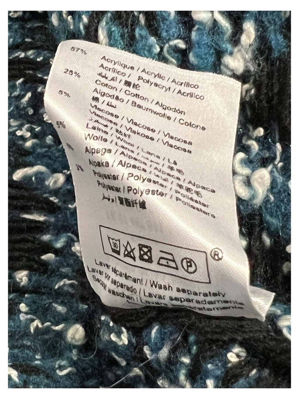 LA FEE MARABOUTEE maglia donna nera intarsi ottanio/panna FE-PU-RIPSOU MADE IN ITALY