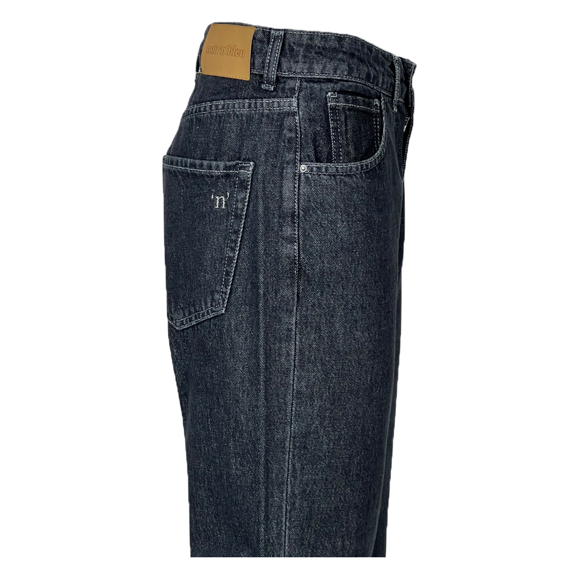 NOIR 'N' BLEU jeans donna nero vita alta VIC-L313 BOYFRIEND Made in Italy