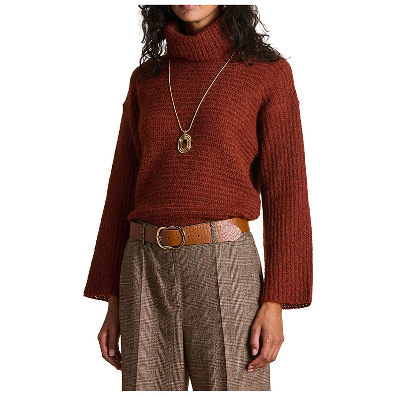 LA FEE MARABOUTEE maglia donna collo alto coste orizzontali EGERIA Made in Italy