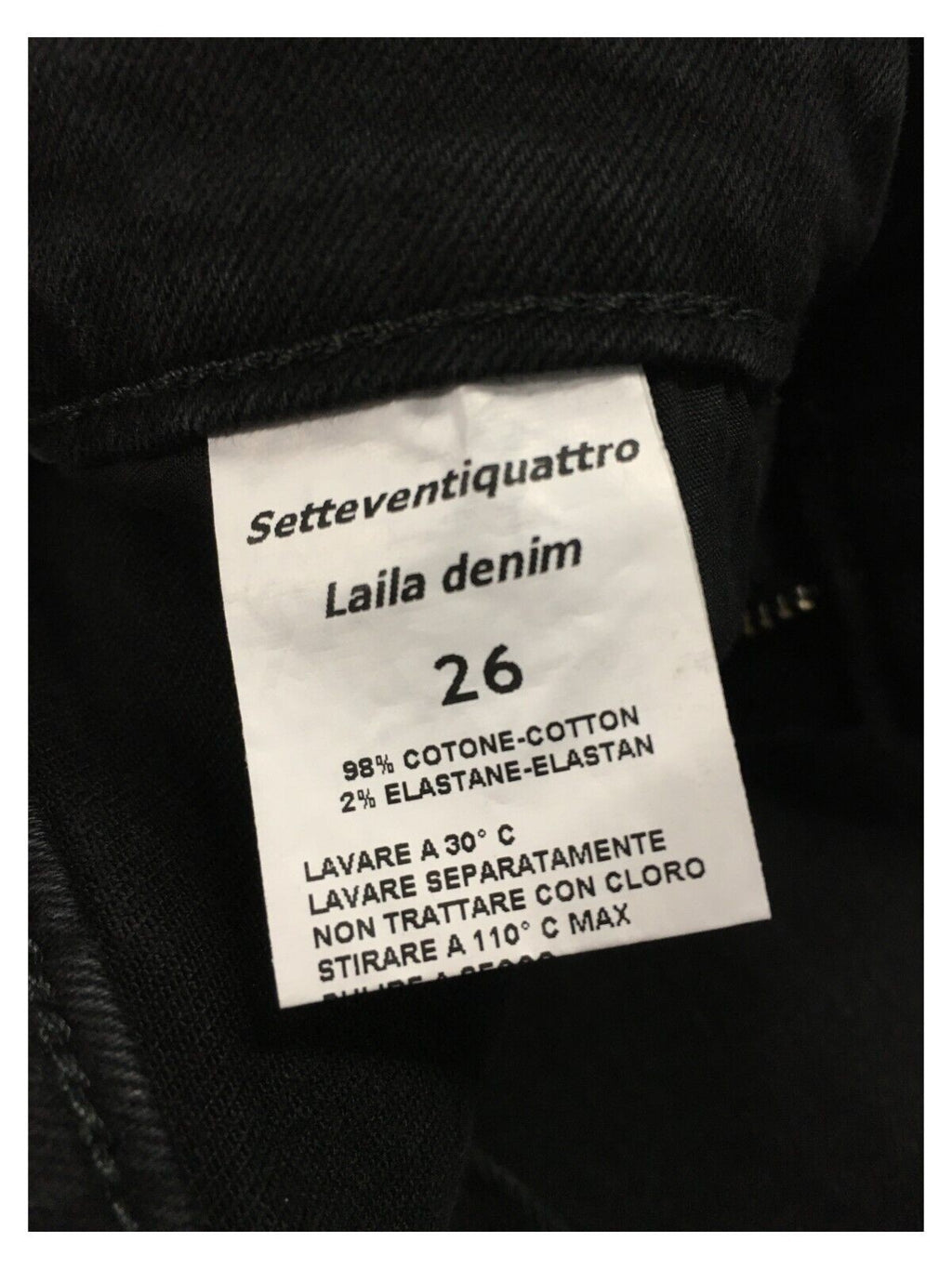 7.24 jeans donna nero LAILA BLACK 98% cotone 2% elastan MADE IN ITALY