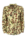 4.10 by BottegaChilometriZero camicia donna fantasia rami giallo/verde/bordeaux DD22605 MADE IN ITALY