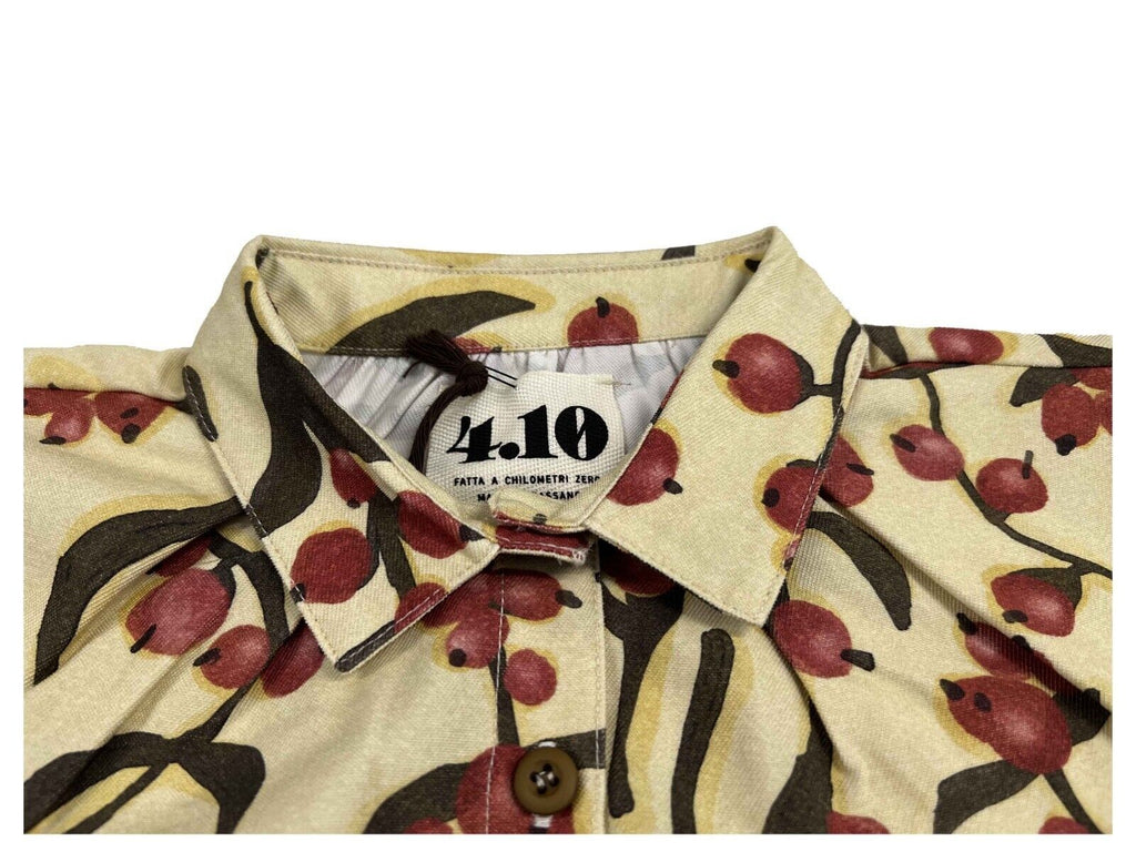 4.10 by BottegaChilometriZero camicia donna fantasia rami giallo/verde/bordeaux DD22605 MADE IN ITALY