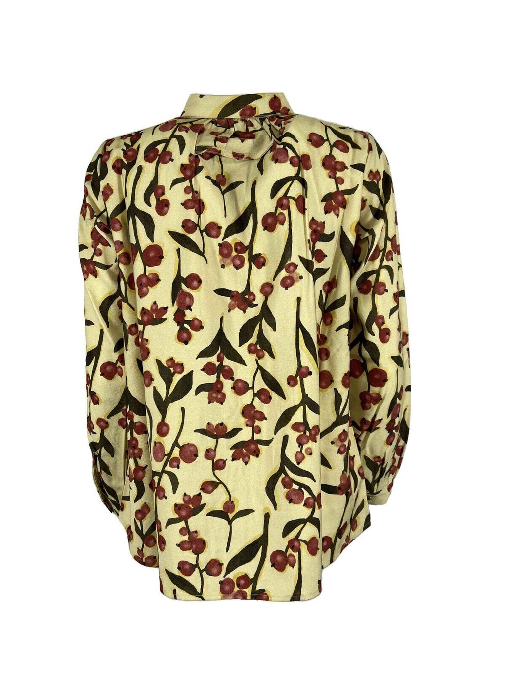 4.10 by BottegaChilometriZero camicia donna fantasia rami giallo/verde/bordeaux DD22605 MADE IN ITALY