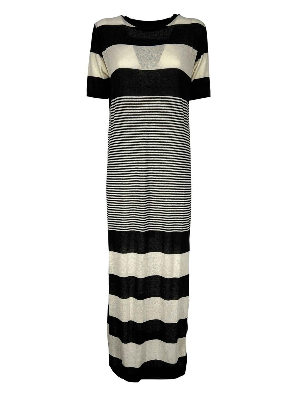 HUMILITY 1949 abito donna lungo girocollo righe panna/nero HD-RO-REI MADE IN ITALY