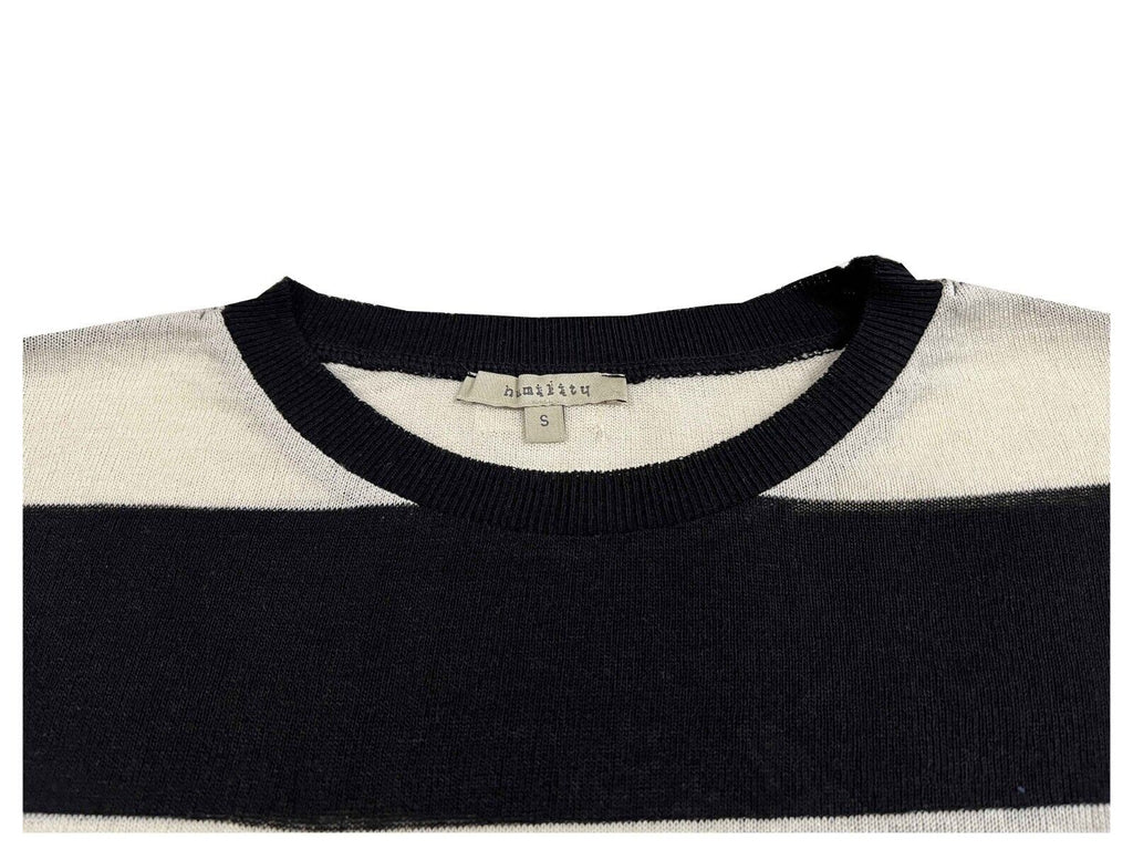 HUMILITY 1949 abito donna lungo girocollo righe panna/nero HD-RO-REI MADE IN ITALY