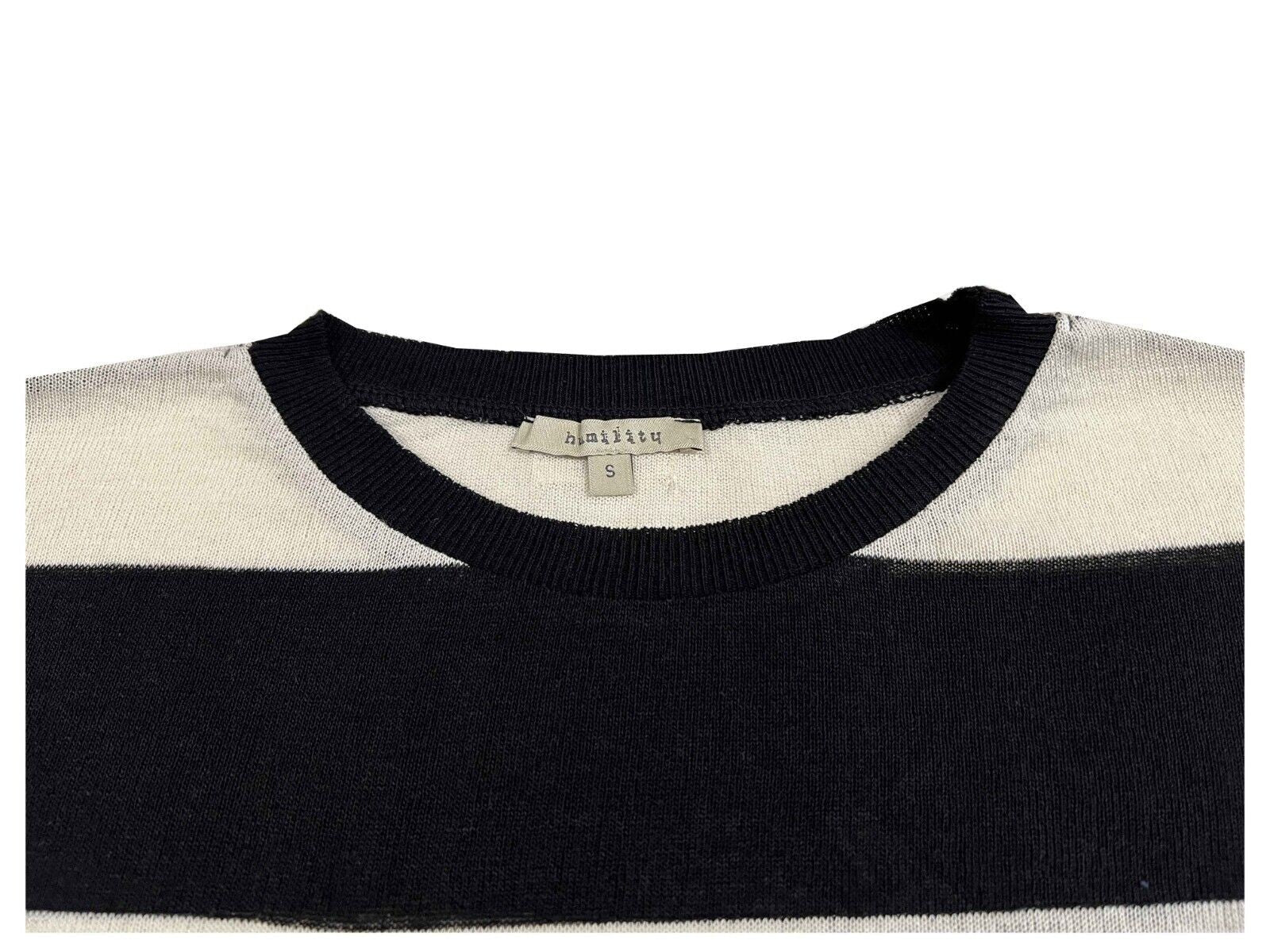 HUMILITY 1949 abito donna lungo girocollo righe panna/nero HD-RO-REI MADE IN ITALY