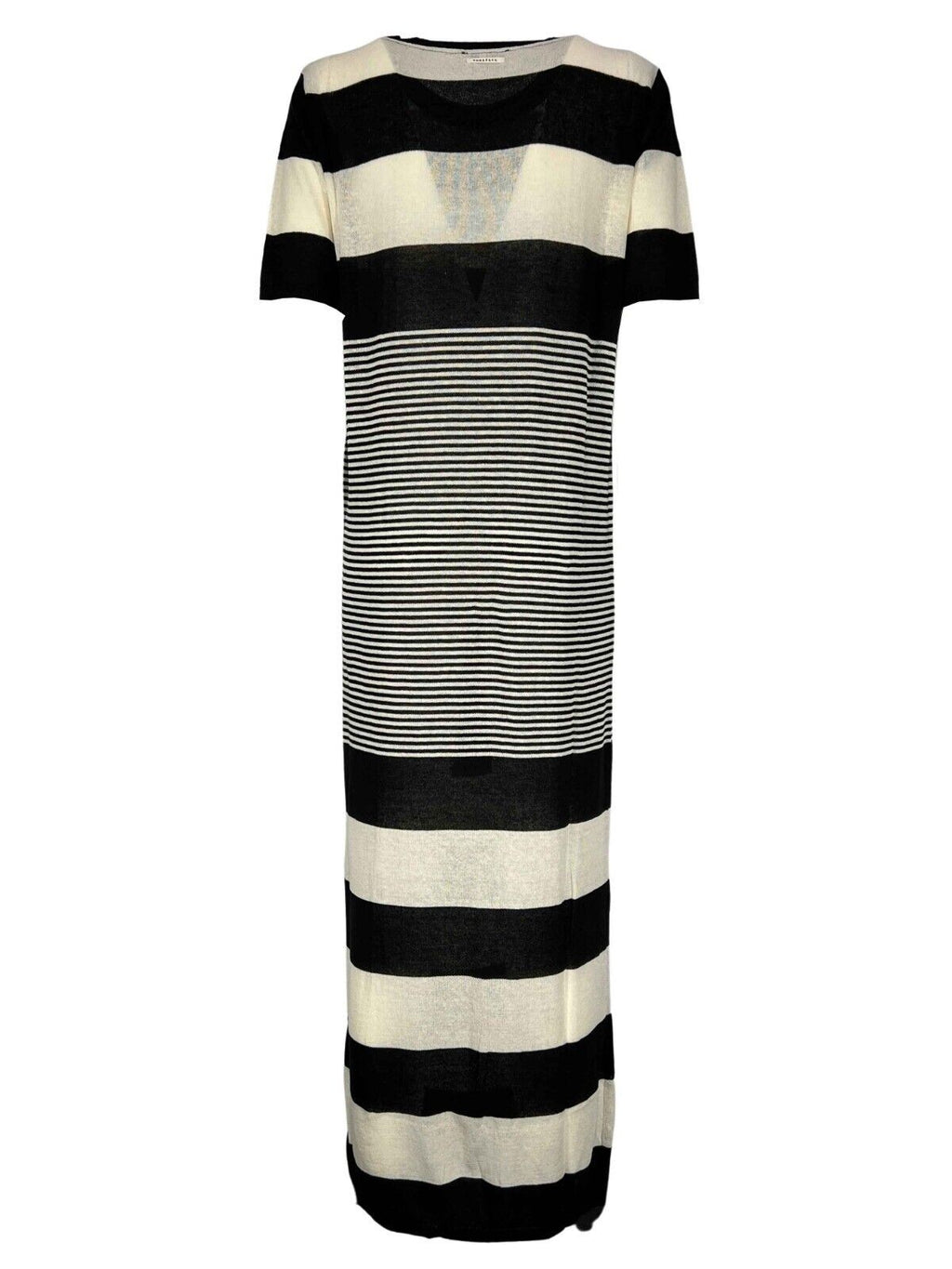 HUMILITY 1949 abito donna lungo girocollo righe panna/nero HD-RO-REI MADE IN ITALY