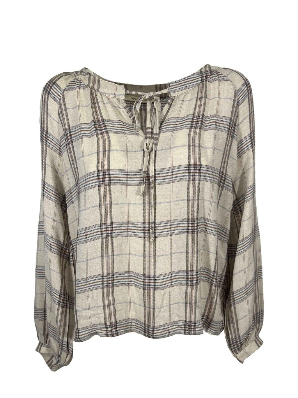 LA FEE MARABOUTEE blusa donna ecru quadri blu/cammello FE-TO-RUNE-S  MADE IN ITALY