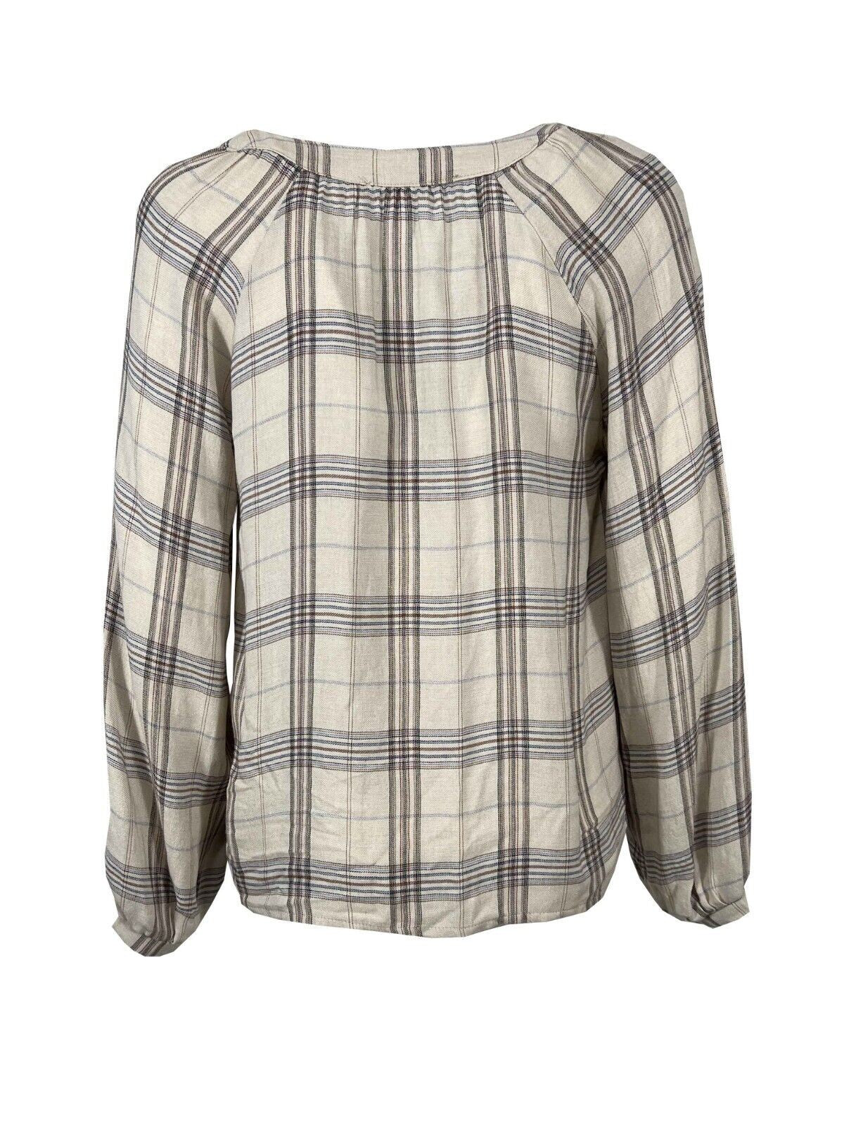 LA FEE MARABOUTEE blusa donna ecru quadri blu/cammello FE-TO-RUNE-S  MADE IN ITALY