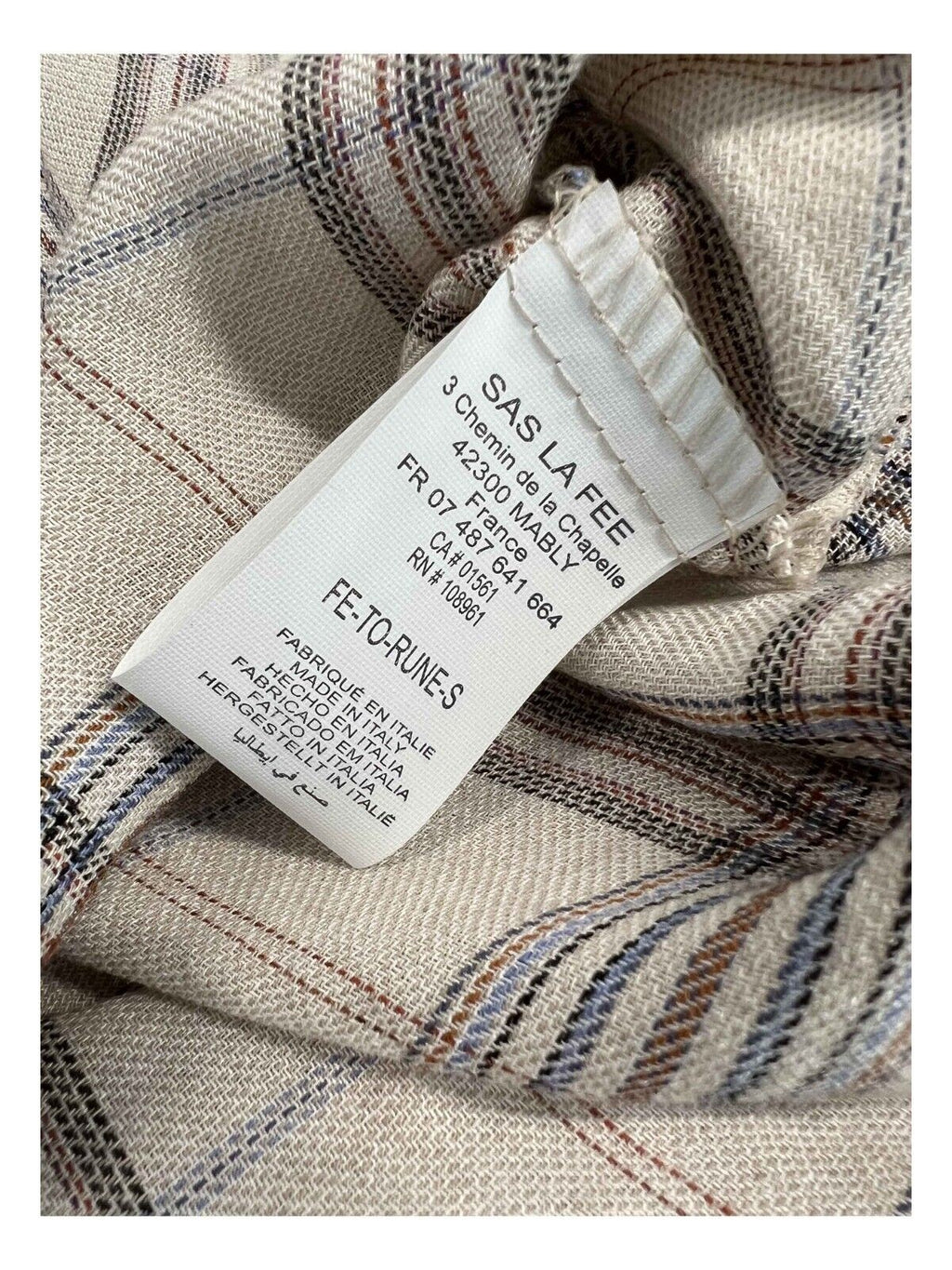 LA FEE MARABOUTEE blusa donna ecru quadri blu/cammello FE-TO-RUNE-S  MADE IN ITALY