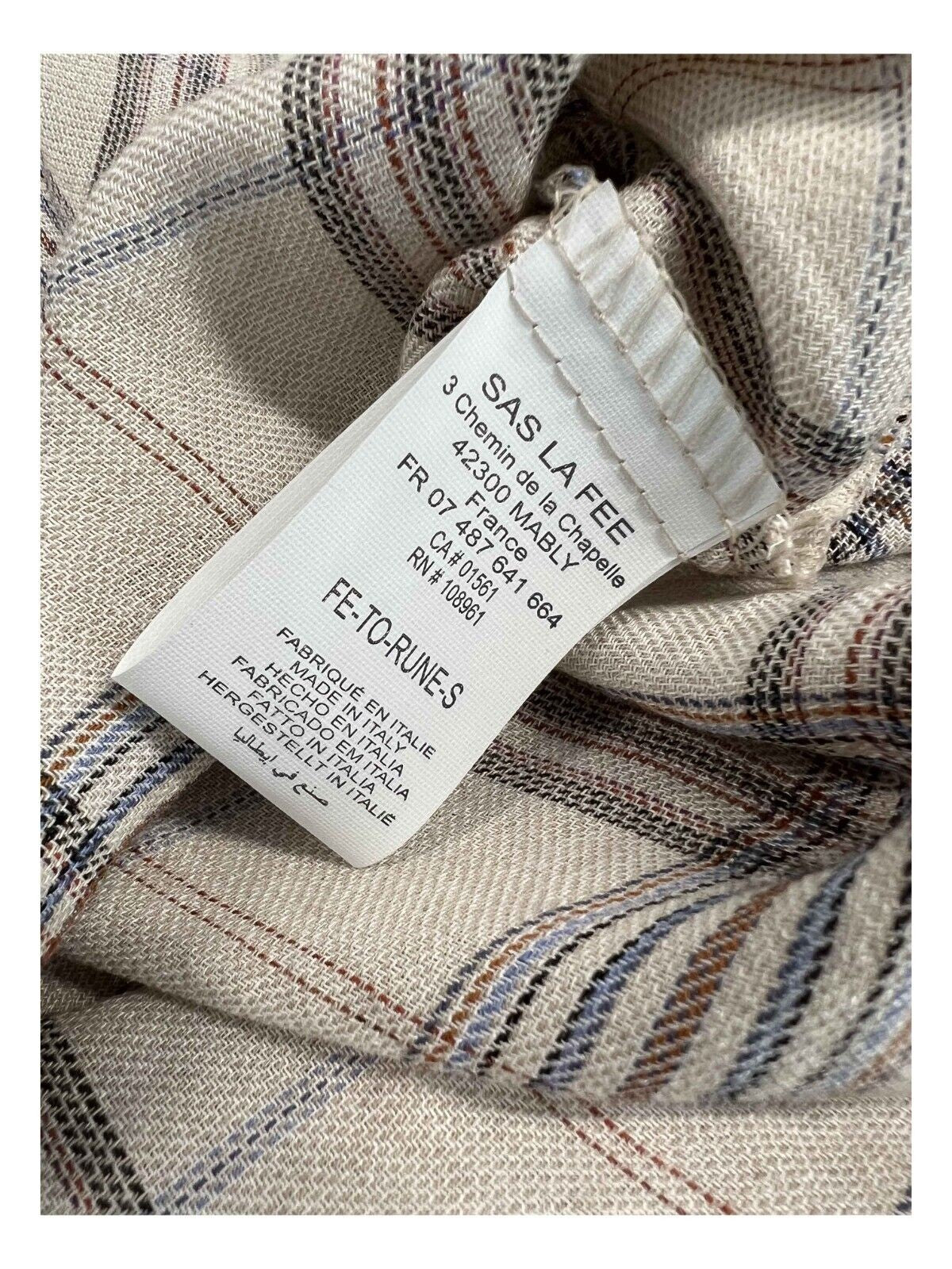 LA FEE MARABOUTEE blusa donna ecru quadri blu/cammello FE-TO-RUNE-S  MADE IN ITALY