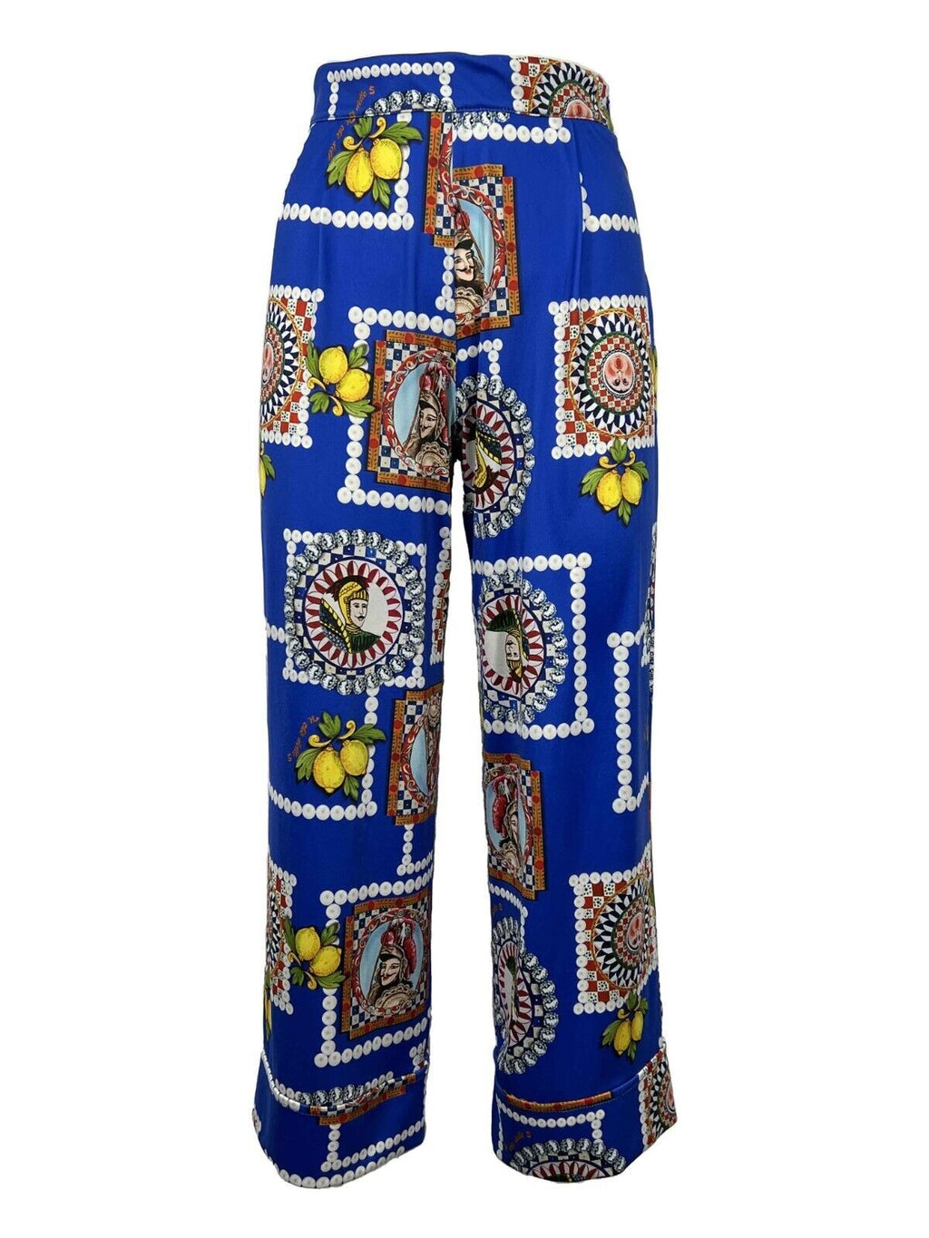 IL THE DELLE 5 pantalone donna crop fantasia MAJOLIC bluette/multicolor DONALD 14ST MADE IN ITALY