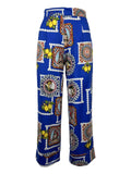 IL THE DELLE 5 pantalone donna crop fantasia MAJOLIC bluette/multicolor DONALD 14ST MADE IN ITALY