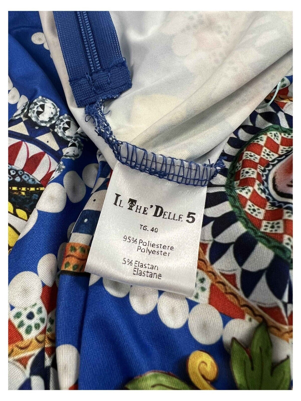 IL THE DELLE 5 pantalone donna crop fantasia MAJOLIC bluette/multicolor DONALD 14ST MADE IN ITALY