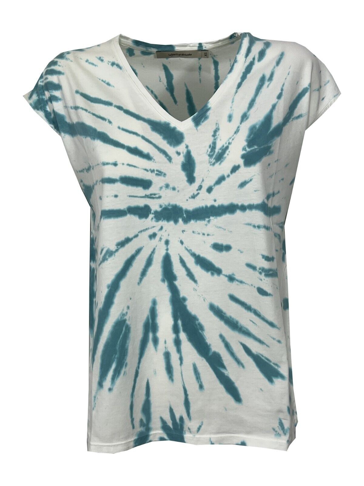 LA FEE MARABOUTEE t-shirt donna bianca stampa tye-dye FF-TS-PETIRI-L 100% cotone Made in PORTUGAL