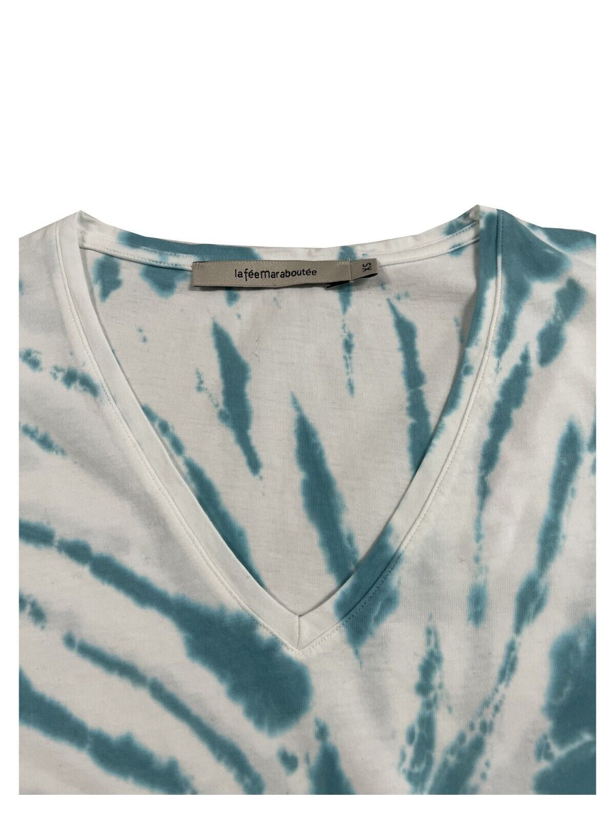 LA FEE MARABOUTEE t-shirt donna bianca stampa tye-dye FF-TS-PETIRI-L 100% cotone Made in PORTUGAL