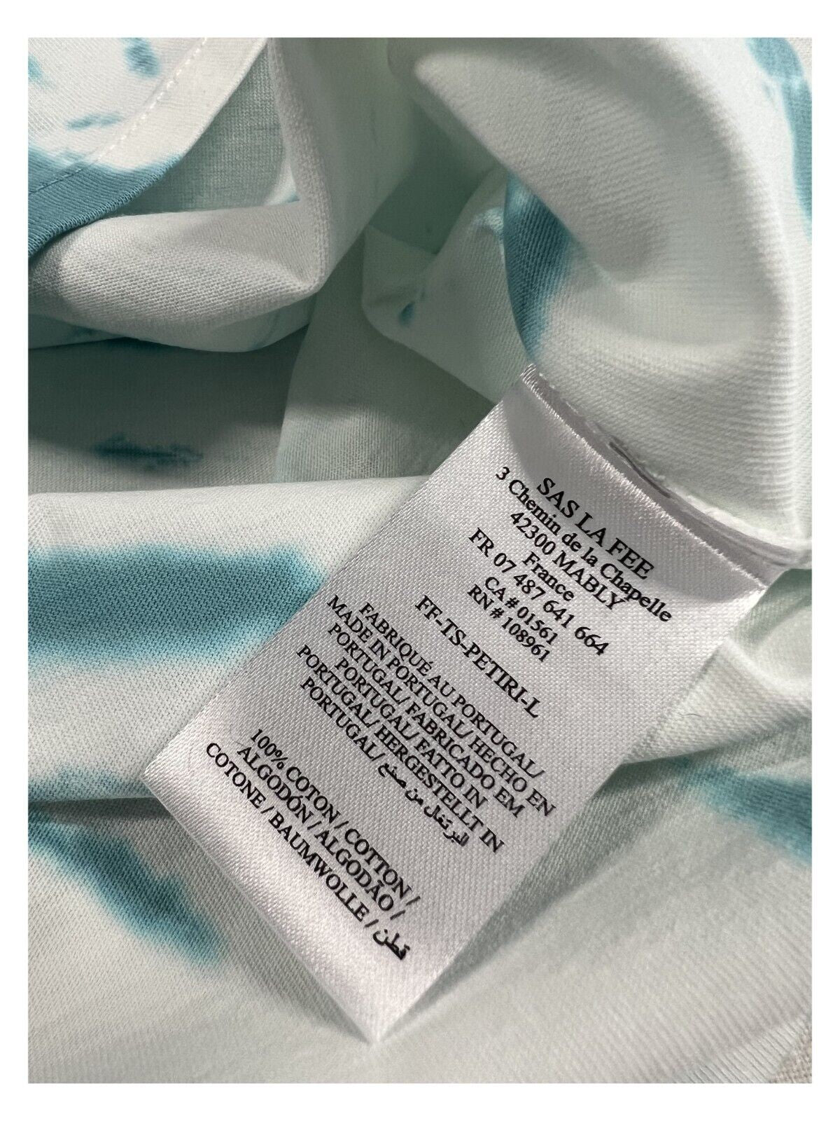 LA FEE MARABOUTEE t-shirt donna bianca stampa tye-dye FF-TS-PETIRI-L 100% cotone Made in PORTUGAL