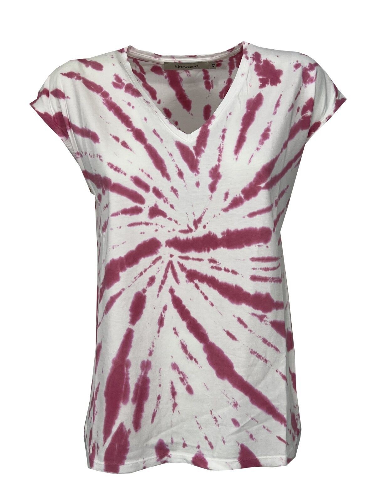 LA FEE MARABOUTEE t-shirt donna bianca stampa tye-dye FF-TS-PETIRI-L 100% cotone Made in PORTUGAL