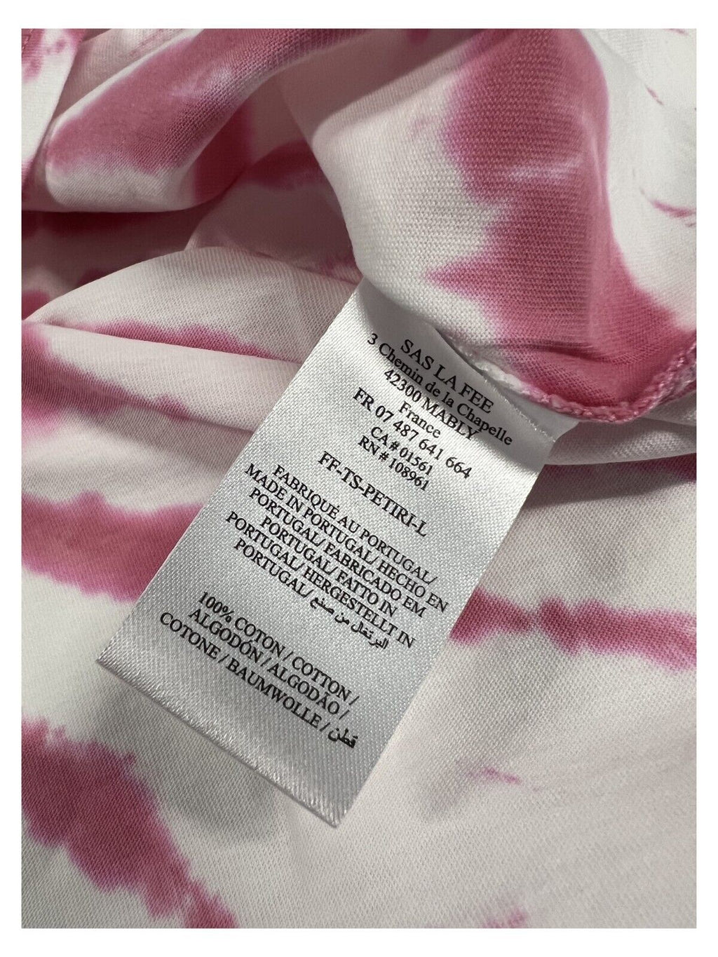 LA FEE MARABOUTEE t-shirt donna bianca stampa tye-dye FF-TS-PETIRI-L 100% cotone Made in PORTUGAL