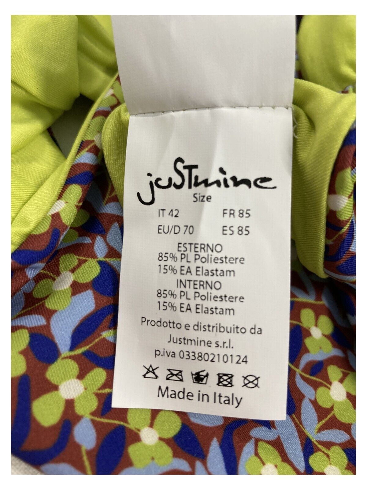 JUSTMINE bikini donna double-face fantasia purple/rust/lime B2770 8028 MADE IN ITALY